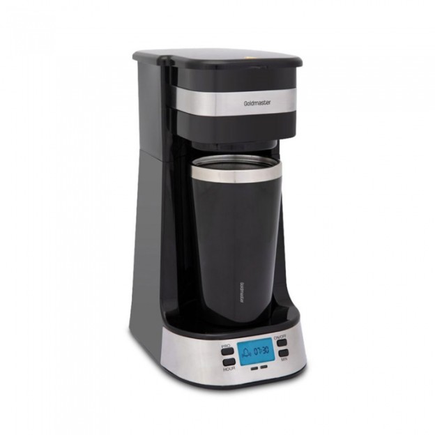 Cafetiera digitala, GM-7354, Cafea proaspata in 4 minute, filtru permanent, cana 420 ml pentru drum( merge in majoritatea suporturilor de cafea din automobil), panou LCD, programabil pe 24 ore
