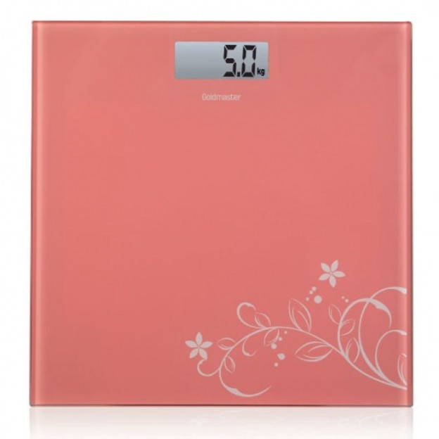 Cantar corporal, Goldmaster 8177, sticla calita 6mm, baterie Lithium, auto on/off, ecran mare, rosu
