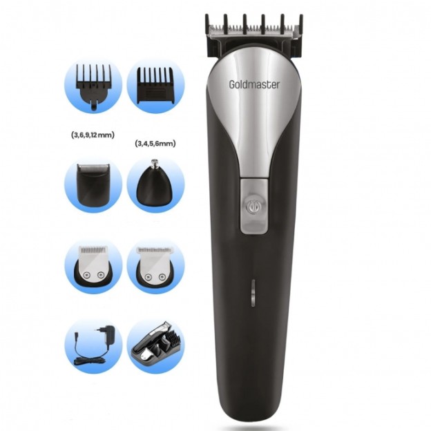 Masina de tuns si aparat de ras, Goldamaster GM-7141, multifunctional 4 in 1, tuns, ras, nazal, tuns barba si conturare, fara fir 2 ore functionare, incarcare rapida 2 h, 600 mAh