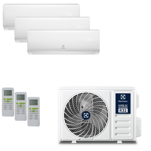 Pachet aer conditionat multisplit ELECTROLUX , inverter , unitate externa 32000 BTU , unitati interne 2 x 9000 BTU + o unitate interna 12000 BTU , Clasa A++/A+ , Wi FI