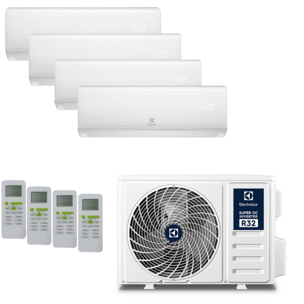 Pachet aer conditionat multisplit ELECTROLUX , inverter , unitate externa 32000 BTU , unitati interne 4 x 9000 BTU , Clasa A++/A+ , Wi FI