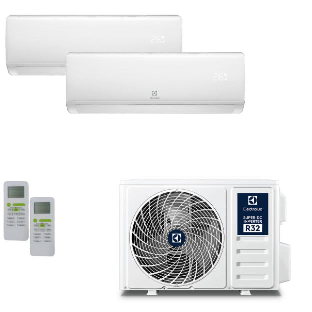 Pachet aer conditionat multisplit ELECTROLUX , inverter , unitate externa 14000 BTU , unitati interne 7000 + 7000 BTU , Clasa A++/A+ , Wi Fi