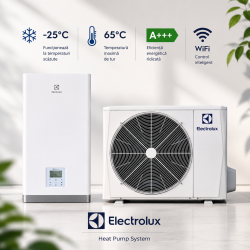 Pompa de caldura 8.3kW, aer-apa Electrolux, monofazata, 105mp, Wi-FI, model EMHp-8V/N81