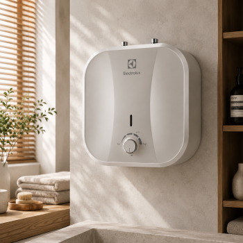 Boiler electric Electrolux 10L, Clasa B, 2000W, conexiune apă in partea de sus, termostat mecanic, supapa de siguranta a presiunii, montare pe verticala, elemente de fixare incluse, alb-bej, model 10 Q U