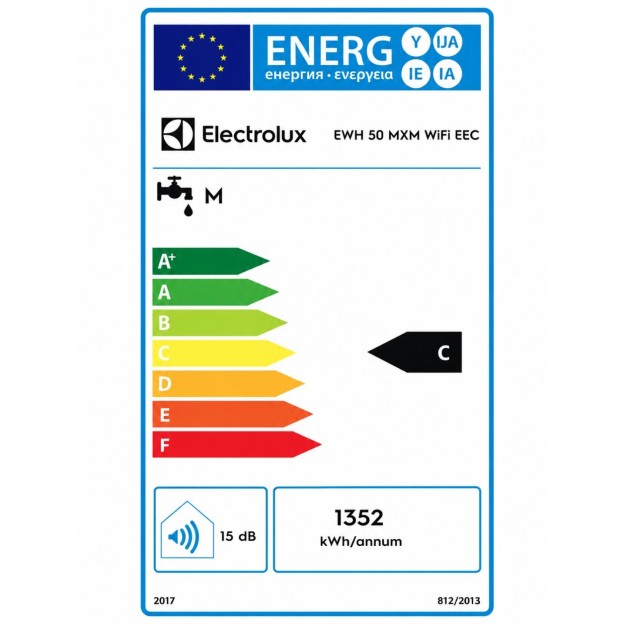 Boiler electric Electrolux 50 MXM WIFI, Clasa C, 50L, 3 trepte de incalzire, IPX4, Bacteria Stop System, Supapă de suprapresiune,montare verticala/orizontala, elemente fixare incluse