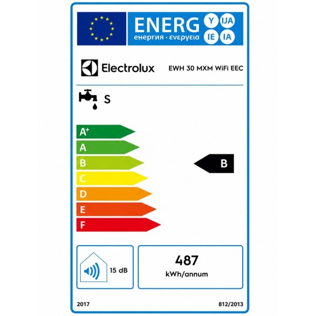 Boiler electric Electrolux 30 MXM WIFI, Clasa B, 30L, 3 trepte de incalzire, IPX4, Bacteria Stop System, Supapă de suprapresiune,montare verticala/orizontala, elemente fixare incluse