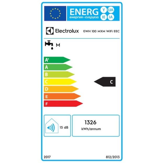 Boiler electric Electrolux 100 MXM WIFI, Clasa C, 100L, 3 trepte de incalzire, termostat electronic, IPX4, Bacteria Stop System, Supapă de suprapresiune,montare verticala/orizontala, elemente fixare incluse