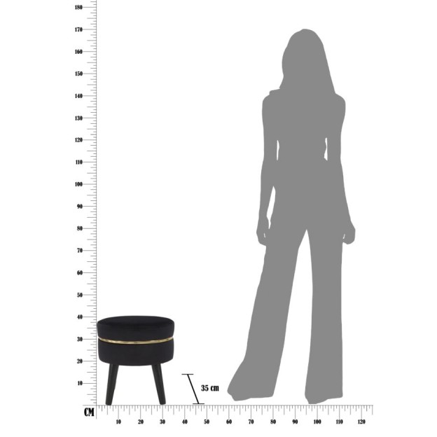 TABURET PARIS NEGRU CM Ø 35X40,5