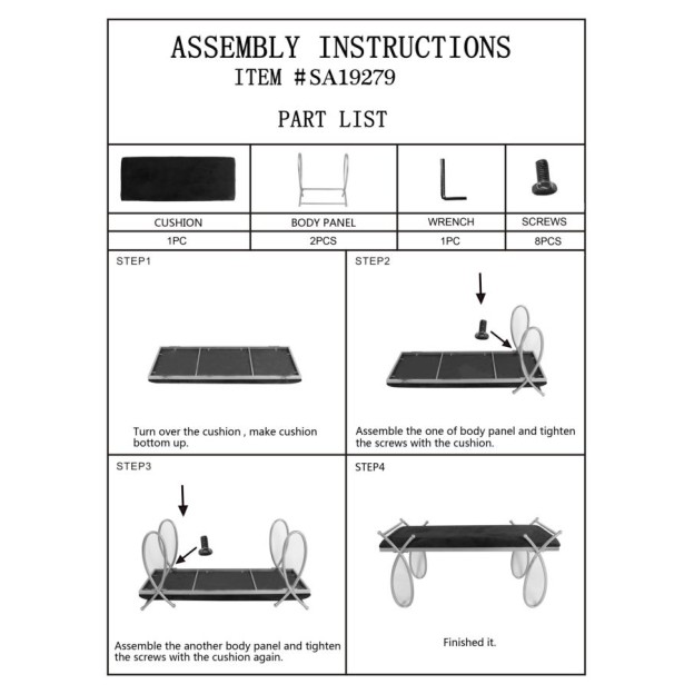 BANCA BANCA NEGRA CM 112,5X49X53