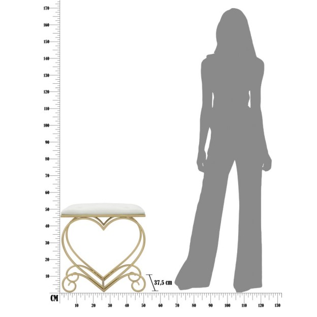 TABURET HEART CREMA CM 50X37,5X51,5