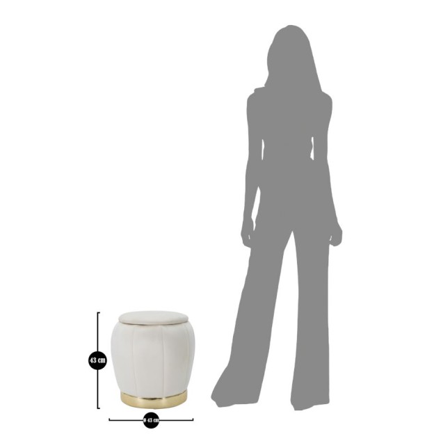 TABURET CU DEPOZITARE PARIS CREMA/GOLD CM Ø 43X43 