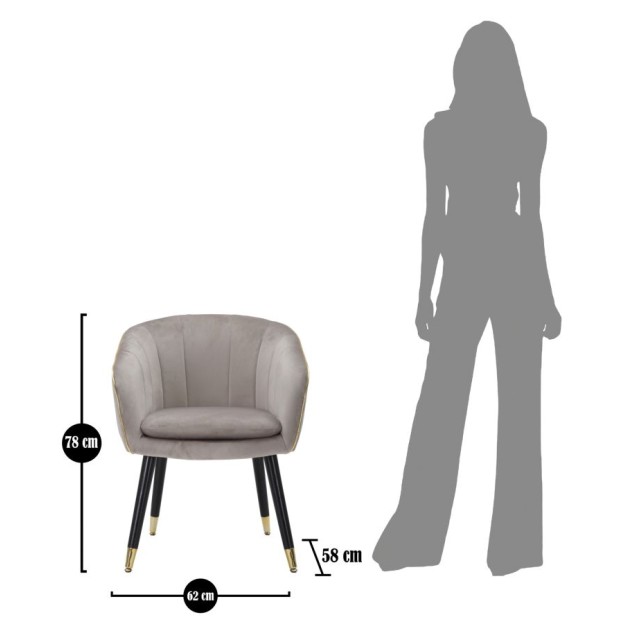 SCAUN PARIS GRIGIA/GOLD CM 62X58X78 