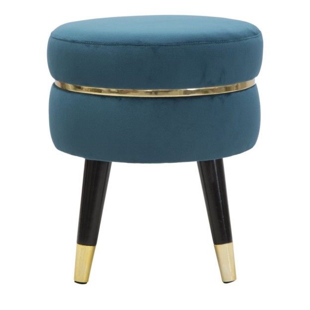 TABURET PARIS TEAL/AUR CM Ø 35X40,5