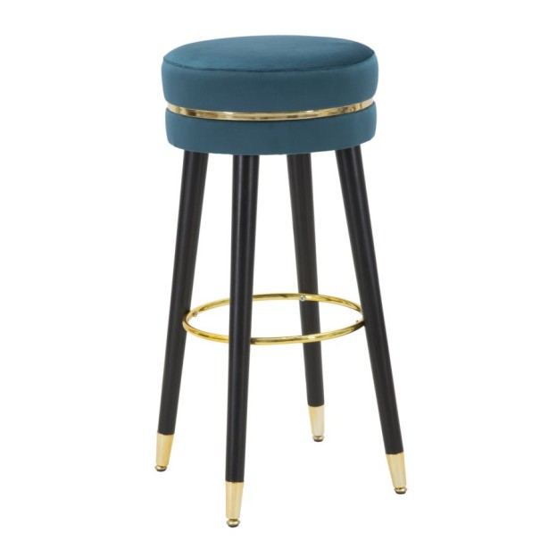 TABURET DE BAR PARIS TEAL/AUR CM Ø 35X74