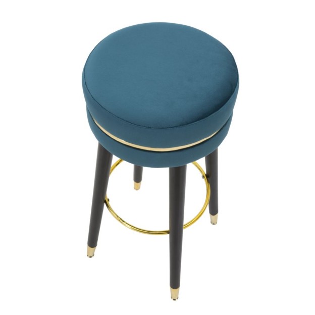 TABURET DE BAR PARIS TEAL/AUR CM Ø 35X74
