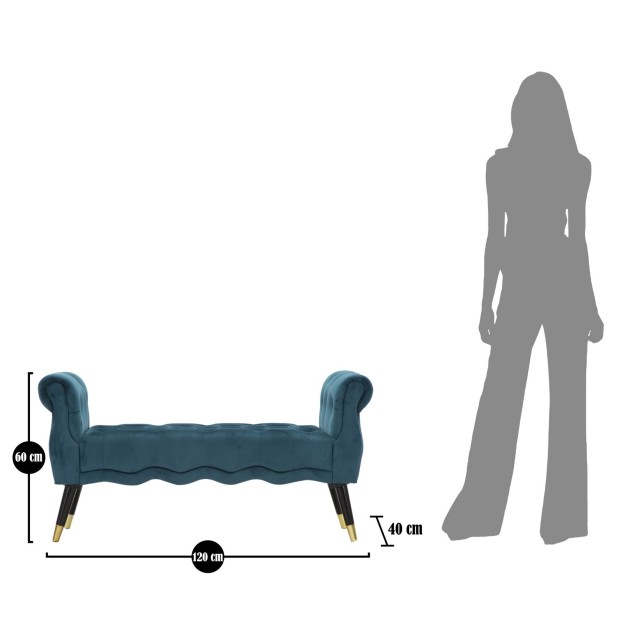 BANCĂ PARIS TEAL/AUR CM 120X40X60