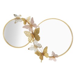 OGLINDA DE PERETE DUBLA FARFALLE ROZ CM 81X3X52,5