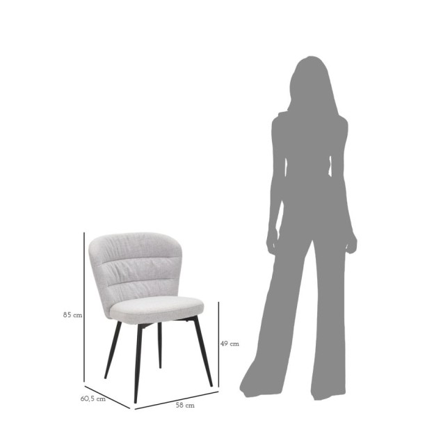 SCAUN LOSANNA GRI SET 2 PZ CM 58X60,5X85 
