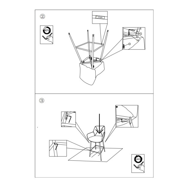 TABURET DE BAR GR SET 2 BUC CM 55X55X109