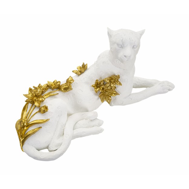 FIGURINA LEOPARD ALB/AUR CM 53X21,5X24
