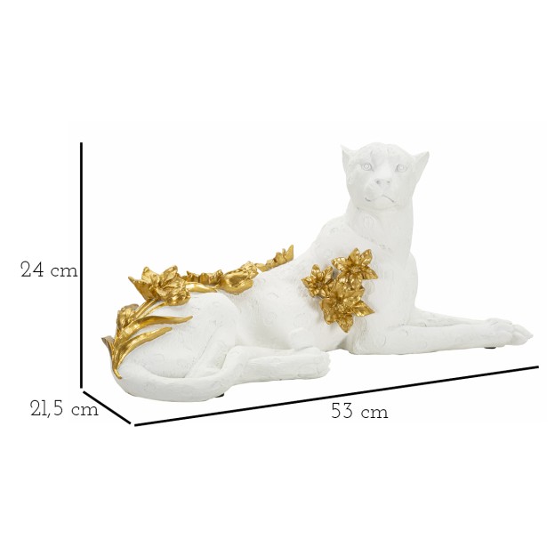 FIGURINA LEOPARD ALB/AUR CM 53X21,5X24