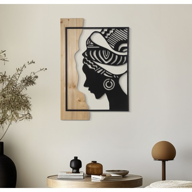 PANOU DE PERETE TRIBAL FIER SI LEMN CM 53X2X80