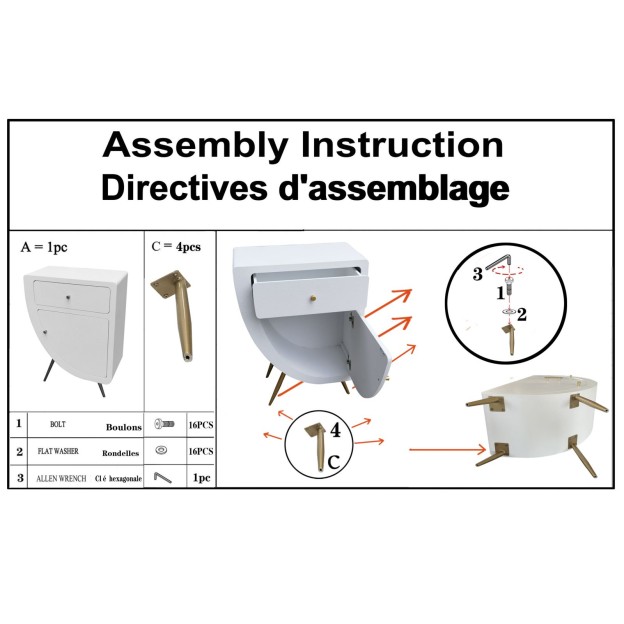NOPTIERĂ ÎNALTĂ VENUS CM 60X32X79