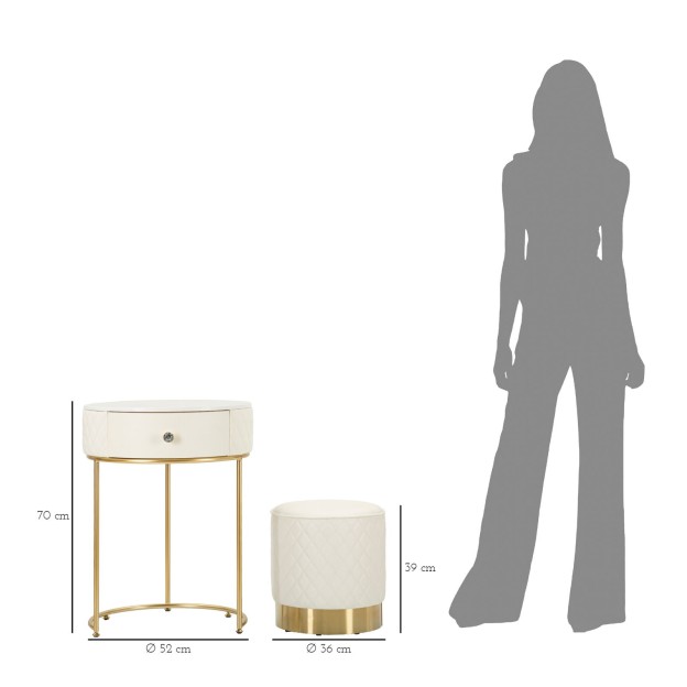 NOPTIERĂ ÎNALTĂ CU TABURET SHARON CM Ø 52X70 - Ø 36X39 