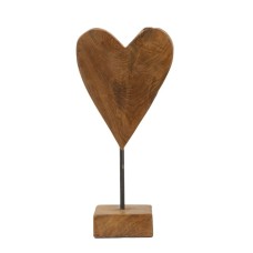 SCULPTURA  DIN LEMN DE TEC INIMA 15X10X35