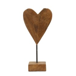 SCULPTURA  DIN LEMN DE TEC INIMA 15X10X35 | HomeVibes