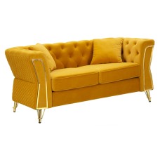 CANAPEA EMY MUSTARD CU PERNE CM 162X83X76