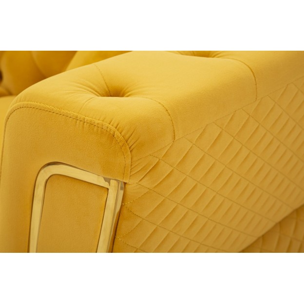 CANAPEA EMY MUSTARD CU PERNE CM 162X83X76
