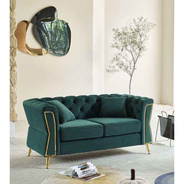 CANAPEA EMY VERDE CU PERNE 162X83X76