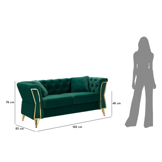 CANAPEA EMY VERDE CU PERNE 162X83X76