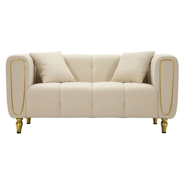 CANAPEA CU PERNE ALMA CREMA 155X81X71