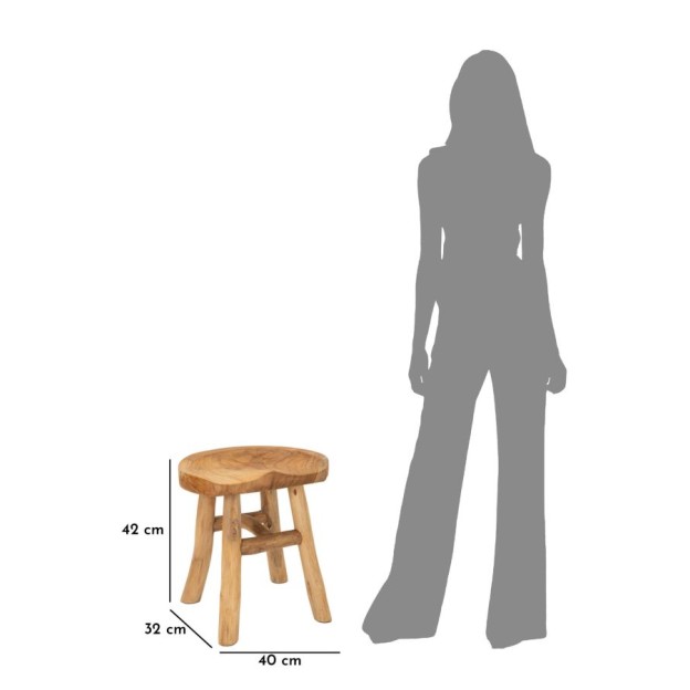 TABURET DIN LEMN DE TEC 40X32X42