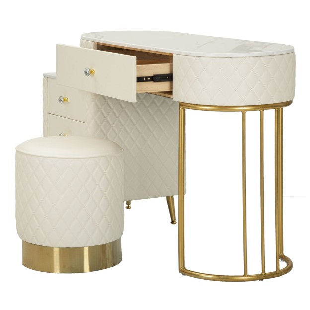 BIROU CU TABURET SHARON ALB 120X40X75 (DIMENSIUNE TABURET Ø36X39) 