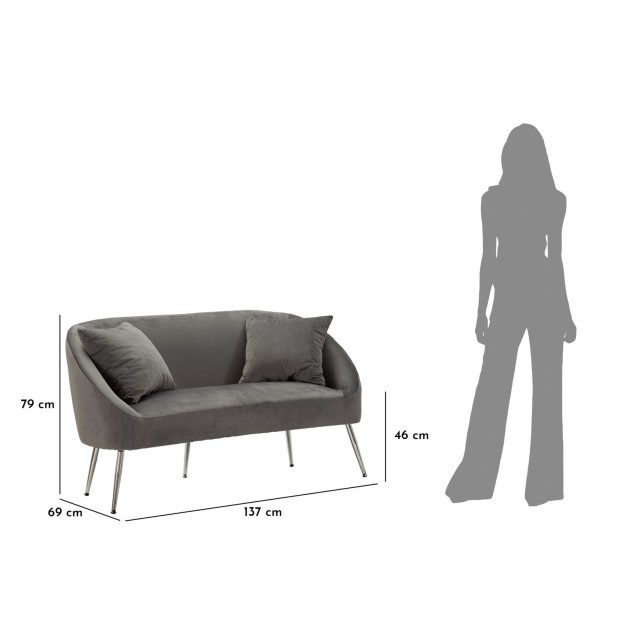 CANAPEA ARGENTIU CU PERNE CM 137X69X79