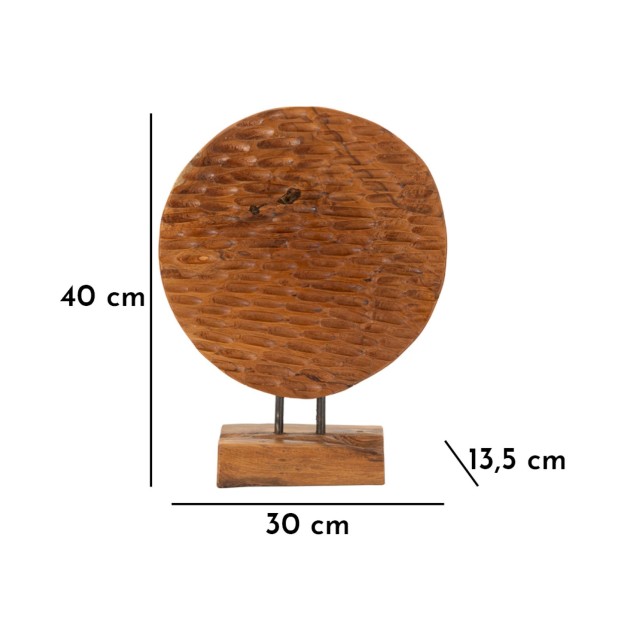 SCULPTURA MONEDA DIN LEMN DE TEC 30X1,5X40 