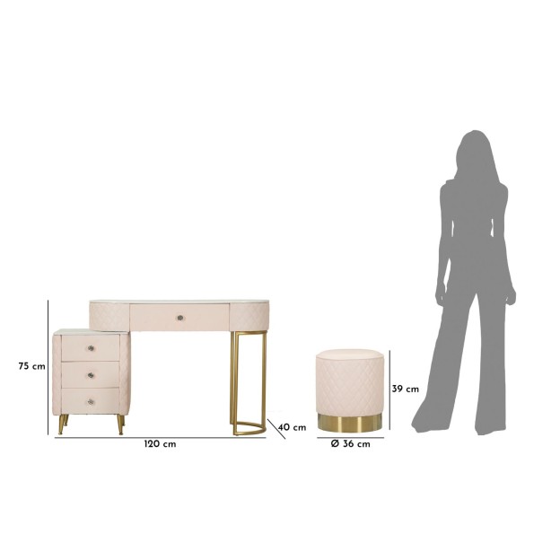 BIROU CU TABURET SHARON 120X40X75 (DIMENSIUNE TABURET Ø36X39) 