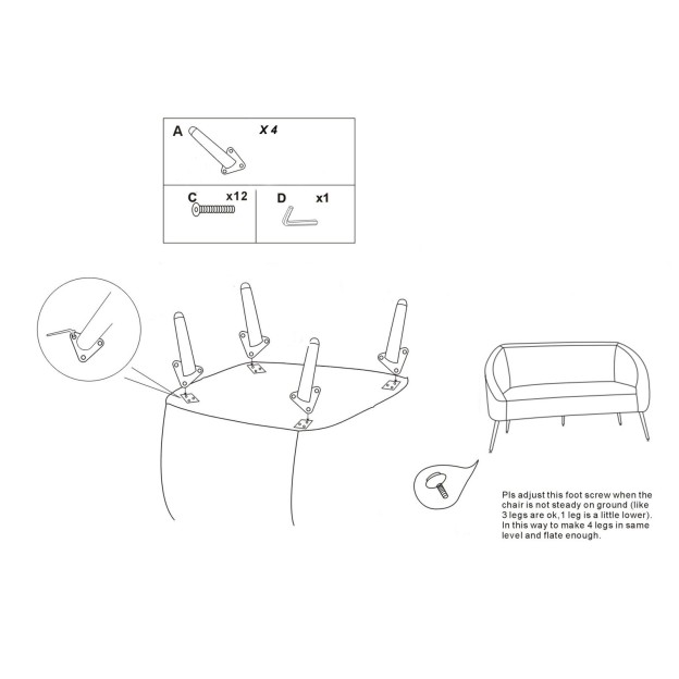 CANAPEA ARGENTIU CU PERNE CM 137X69X79