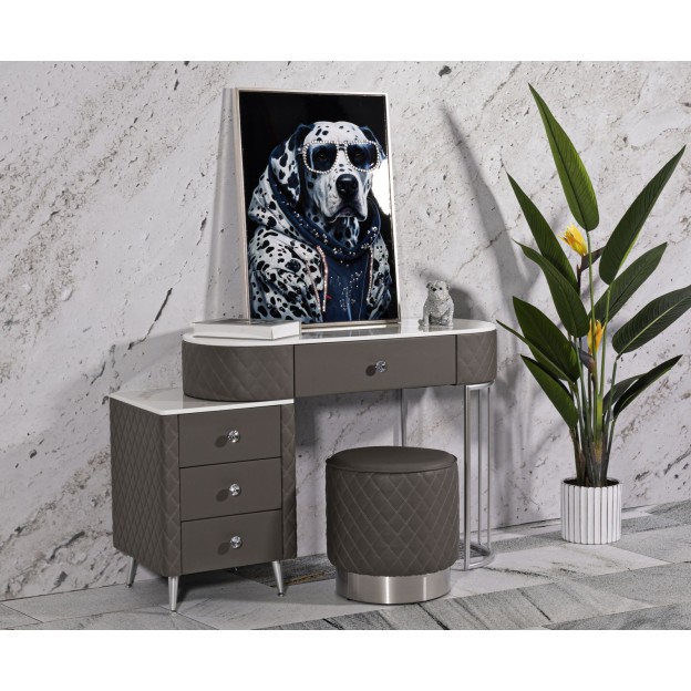 BIROU CU TABURET  SHARON GR SILVER  120X40X75 (DIMENSIUNE TABURET Ø36X39) 