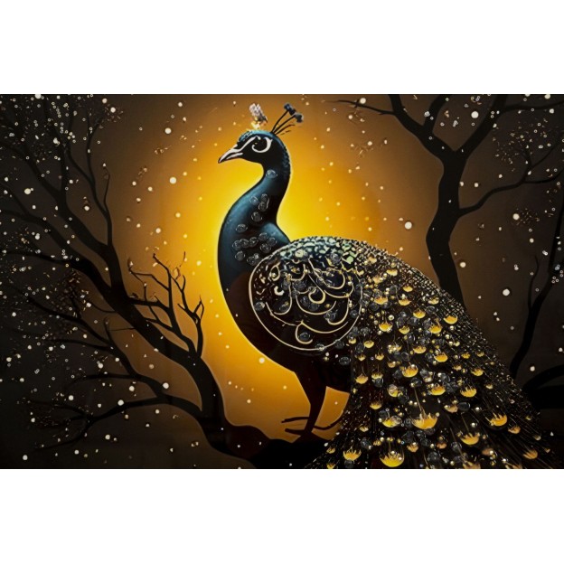 IMPRIMARE PE PÂNZĂ PĂUN LAC CU RAMĂ CM 70X4 X100 