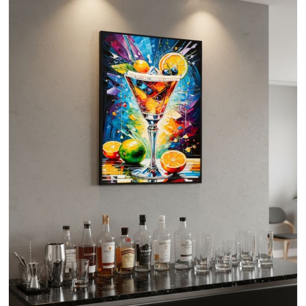 IMPRIMARE PE PÂNZĂ COCKTAIL LACĂRATĂ CU RAMĂ -A- CM 62X3,5 X92 
