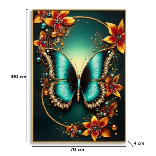 IMPRIMARE PE PÂNZĂ FLUTURI LACURATE CU RAMĂ - A - CM 70X4X100 