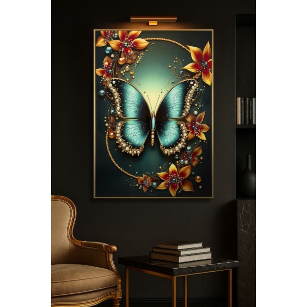 IMPRIMARE PE PÂNZĂ FLUTURI LACURATE CU RAMĂ - A - CM 70X4X100 