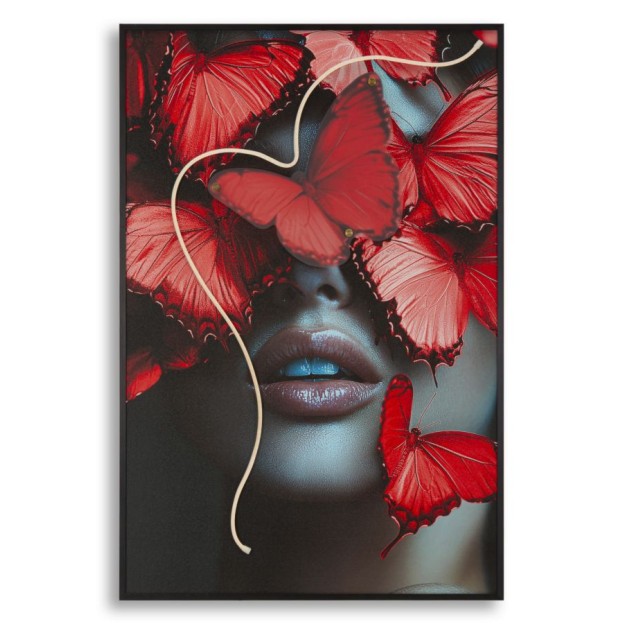 IMPRIMARE PE PÂNZĂ CU FLUTURI LED CM 60X3,5X90 (APLICARE ACRILICĂ 3D) 