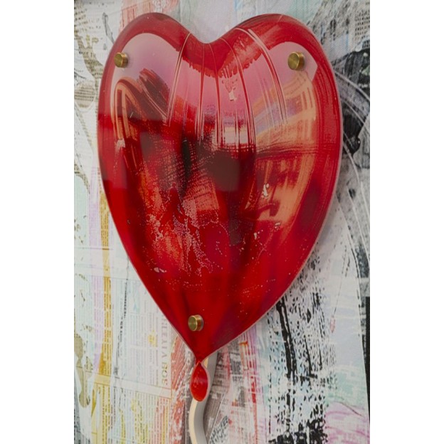 IMPRIMARE PE PÂNZĂ CU INIMĂ LED CM 60X3,5X90 (APLICARE ACRILICĂ 3D) 