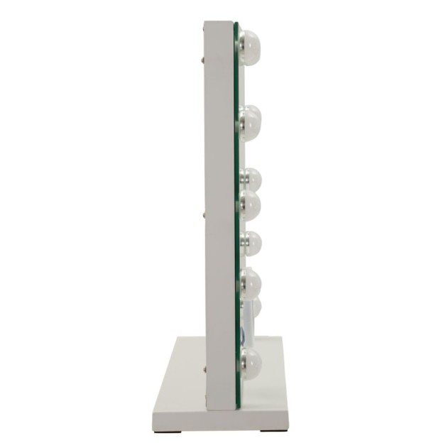 OGLINDA DE PODEA CU LED HOLLYWOOD CM 55X14X43 (DIMENSIUNEA OGLINDEI ROTUNDE MICĂ CM Ø 9) (LUMINĂ 3 CULORI) 