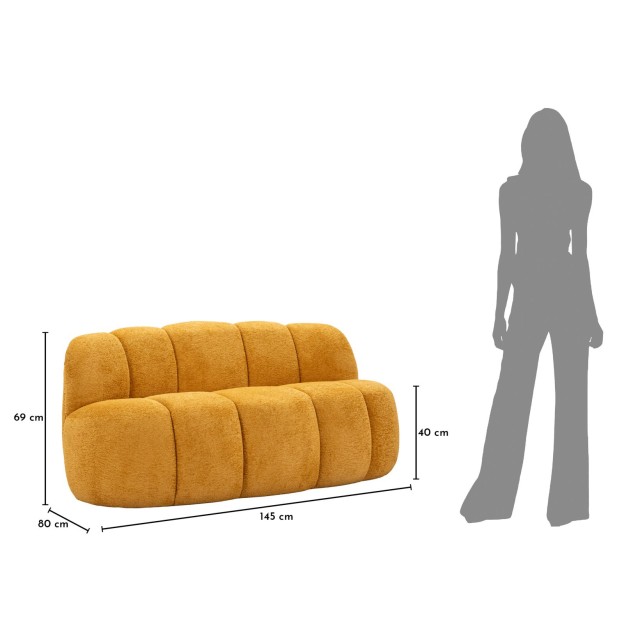 CANAPEA BALL CU 2 LOCURI, MUȘTAR, CM 145X80X69 